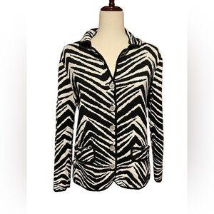 Size 0 Chicos Cardigan Silk Blend Sweater Small Womens Zebra Jacket Blazer